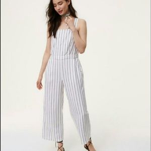 Loft Linen White Striped Jumpsuit